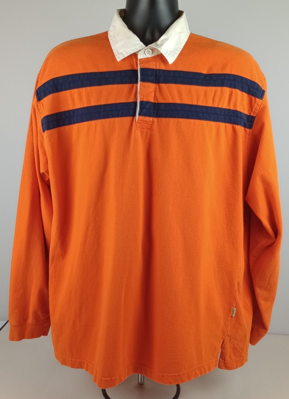 Adirondack ATC Men's XL Orange Blue Long Sleeve 100% Cotton Polo Shirt